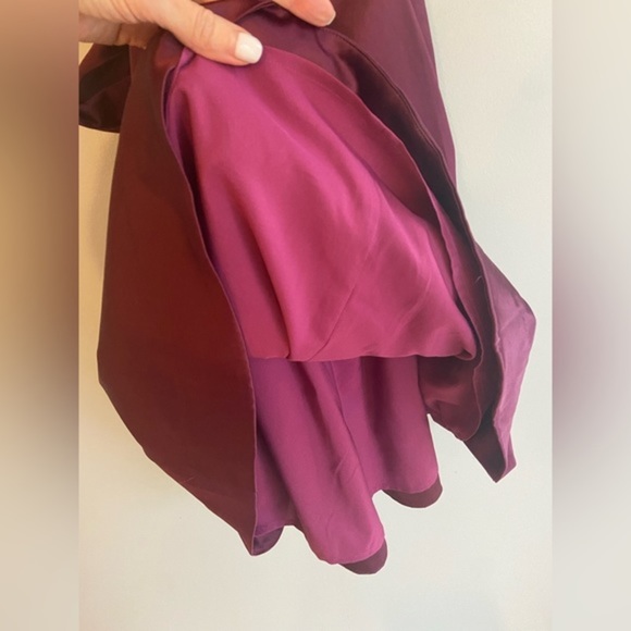 Maroon / Purple The Limited Boat Neck Lace & Satin Cocktail Dress w Pockets Sz 0 - Picture 9 of 13